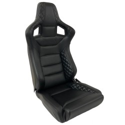 Corbeau Sportline RRS Low Base Limited Edition Bucket Seat Black Vinyl/Black Stitch Double Locking Seat Runners  Driver Seat