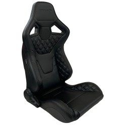 Corbeau Sportline RXI Diamond Edition Reclining Bucket Seat Black Vinyl/Black Stitch Double Locking Seat Runners  Driver Seat