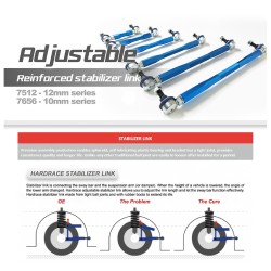 Hardrace Universal Adjustable Drop Link Set Range 90-99mm 10mm Stud Rod End Hardrace Universal Adjustable Drop Link Set Range 90-99mm 10mm Stud Rod End