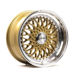 LENSO BSX Alloy Wheel 15x7 4x100 ET20 Gloss Gold & Polished 73.1 CB
