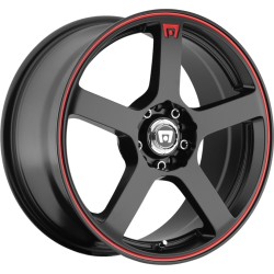 Motegi MR116 Alloy Wheel 18x8 ET35 5x114~5x100 Matte Black Red Racing Stripe 72.56mm