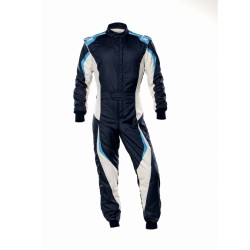 OMP Tecnica EVO My21 Race Suit FIA 8856-2018 Navy Blue/Cyan - 44