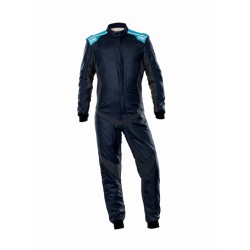 OMP Evo X Race Suit FIA 8856-2018 Navy Blue/Cyan - 46