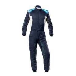 OMP Tecnica Hybrid Race Suit Navy Blue/Cyan - 44