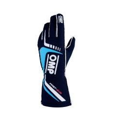 OMP First Evo Racing Gloves FIA 8856-2018 Navy Blue/Cyan - Large