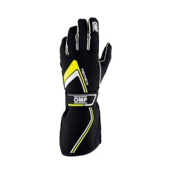 OMP One Evo X Racing Gloves FIA 8856-2018 Black/Fluorescent Yellow - Large