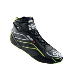 OMP One-S Racing Boots FIA 8856-2018 Black/Fluorescent Yellow - EU Size 37