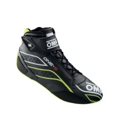OMP One-S Racing Boots FIA 8856-2018 Black/Fluorescent Yellow - EU Size 37