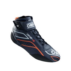 OMP One-S Racing Boots FIA 8856-2018 Navy Blue/Fluorescent Orange - EU Size 37