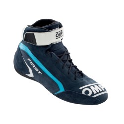 OMP First Racing Boots FIA 8856-2018 Navy Blue/Cyan - EU Size 37