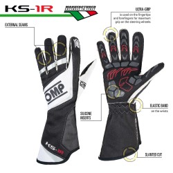 OMP KS-1R Karting Gloves Black - Childs Size 4