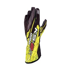 OMP KS-2 Art Printed Karting Gloves Black/Yellow - Childs Size 4