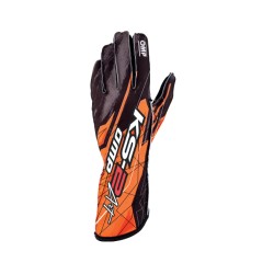 OMP KS-2 Art Printed Karting Gloves Black/Orange - Childs Size 4