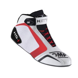 OMP KS-1 Karting Boots White/Black/Red - EU Size 32