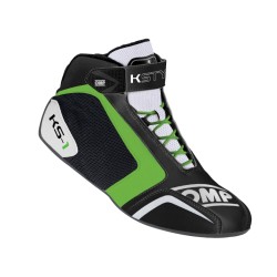 OMP KS-1 Karting Boots Black/White/Green - EU Size 32