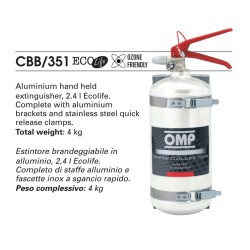 OMP CBB/351 HAND HELD ALUMINIUM FIRE EXTINGUISHER 2.4 LITRES 4kg WHITE COLOUR