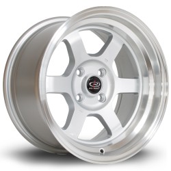 Rota Grid-v Alloy Wheel 15 X 8 4x100 Et0 67.1mm Cb Polished Lip/silver