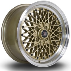 Rota Osmesh Alloy Wheel 15 X 7 4x100 Et30 67.1mm Cb Polished Lip/gold