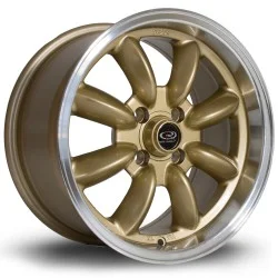 Rota Rb Alloy Wheel 15 X 8 4x100 Et30 67.1mm Cb Polished Lip/gold