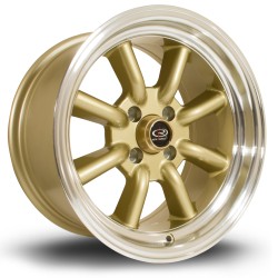 Rota Rkr Alloy Wheel 15 X 8 4x100 Et0 67.1mm Cb Polished Lip/gold