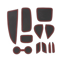 Anti-Slip Rubber Interior Mats Cup Coaster 11 Piece Set Black/Red Toyota GR Yaris 20+